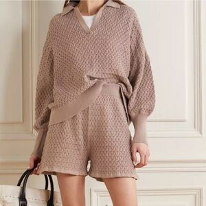 Mr Mittens Lace Polo Pointelle Sweater Almond Size M/L